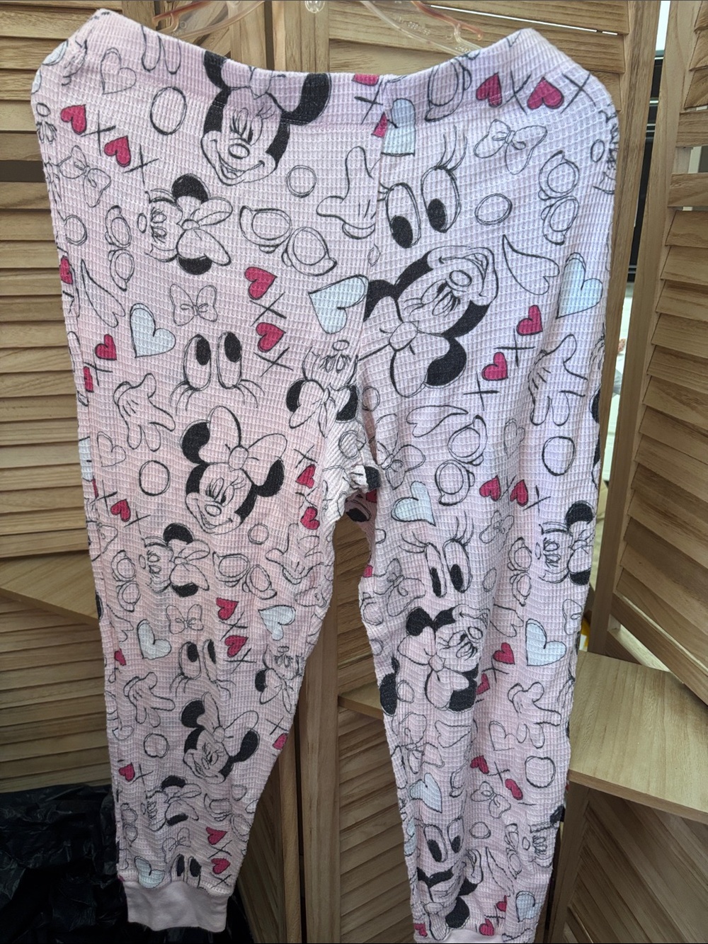 Disney Pink Minnie Mouse Waffle-Knit Pajama Bottoms XL